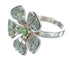 Genuine Sterling Silver Turquoise Inlay Flower Ring Size 5-1/4 RX59874